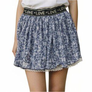JESSICA SIMPSON Girls Blue Love Lace Lined Pleated Mini Skirt - Size Large